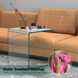 Tempered Glass End Table - Tangkula