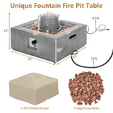 Tangkula 28" Fire Pit Table with Fountain, 50,000 BTU Square Fire Table with Stainless Steel Burner