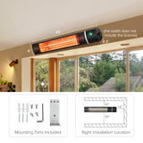 Tangkula 1500W Wall-Mounted Patio Heater, Electric Gold Tube Infrared Space Heater w/ 3 Power Settings, Remote Control for Indoor/Outdoor