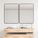 Tangkula 30 x 22 Inch Wall Mirror for Bathroom, Aluminum Alloy Matte Framed Round Corner Hangs Mirror