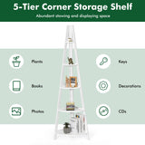 Tangkula 5 Tier Corner Shelf, 69 Inch Tall Corner Bookshelf Ladder Shelf Plant Stand for Living Room Home Office
