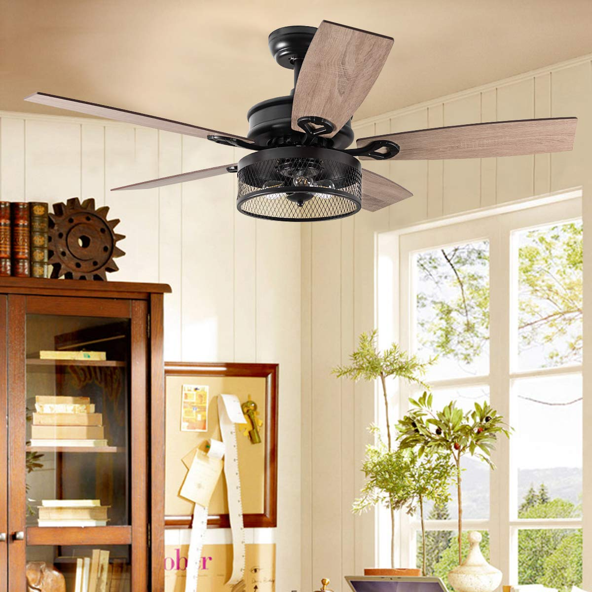 Tangkula Farmhouse Ceiling Fan with Light, Rustic LED Ceiling Fan with –  tangkula