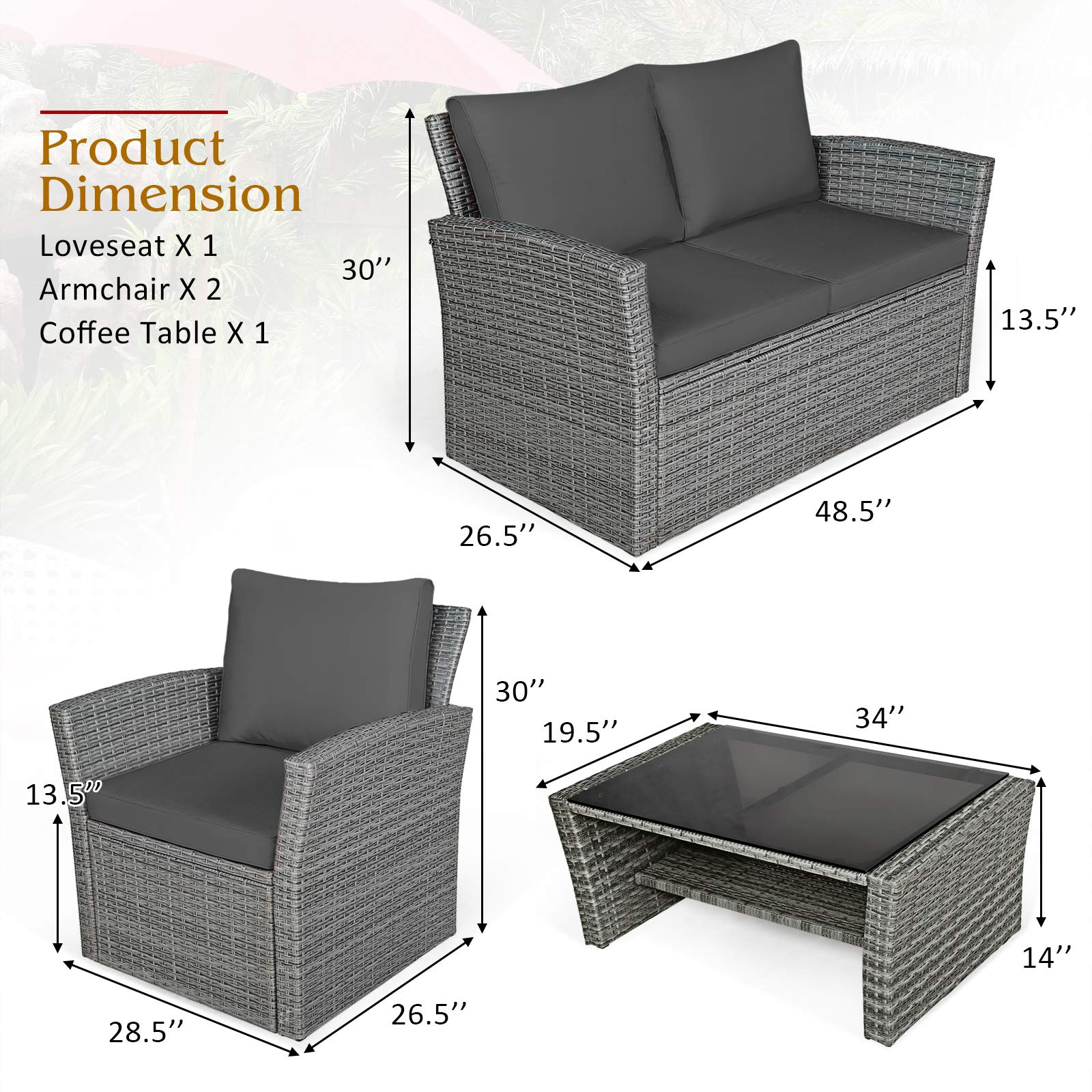 All Weather Outdoor Patio Furniture Set | Rattan Sofa - Tangkula – tangkula