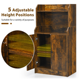 Tangkula Rustic Bookcase, Storage Cabinet with 2 Open Shelves and 2 Doors