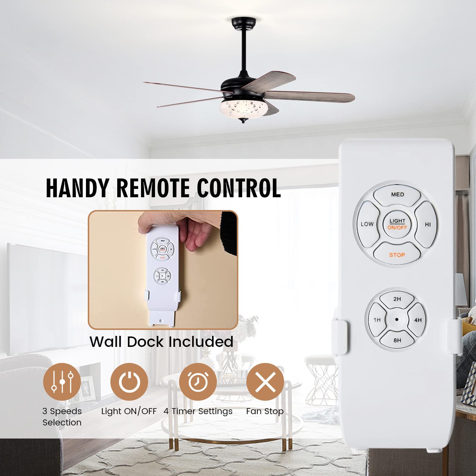 Tangkula 52 Inches Ceiling Fan with Remote Control, Indoor Ceiling Fan –  tangkula