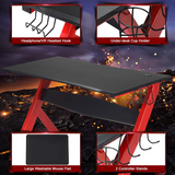Tangkula Computer Desk Gaming Desk, Ergonomic Gamer Workstation with Cup & Headphone Holder and Mouse Pad