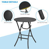 Tangkula 3 Pieces Patio Rattan Bistro Set, Outdoor Folding Dining Furniture Set with Round Dining Table and 2 Chairs
