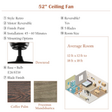 Tangkula 52'' Ceiling Fan Lights with Remote Control, Ceiling Lighting Fan with 5 Blades & Bubble Glass Shade