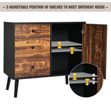 Tangkula Retro Storage Cabinet, Wood Floor Storage Cabinet with 3 Drawers and 1 Cabinet w/Adjustable Shelf, Accent Cabinet