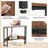 Tangkula Corner Desk with Power Outlet & USB Ports, Triangle Computer Desk with Charging Station
