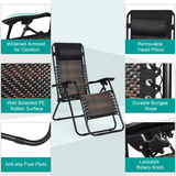 Tangkula Patio Rattan Zero Gravity Lounge Chair