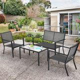 Tangkula 4 Pieces Patio Furniture Set, Outdoor Sectional Conversation Set