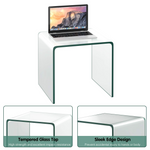 Tempered Glass End Table - Tangkula