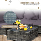 7-Piece Patio Furniture Set, Outdoor Sectional PE Rattan Sofa Set