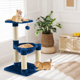 Tangkula Small Cat Tree for Indoor Cats, Cute Cat Activity Tree w/Top Perch, Cozy Hammock, Hanging Fur Ball
