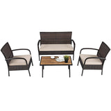 4/8 PCS Patio Rattan Furniture Set, Outdoor Conversation Set