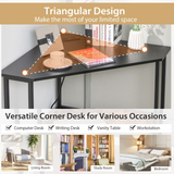 Tangkula Corner Desk with Power Outlet & USB Ports, Triangle Computer Desk with Charging Station