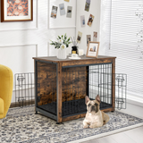 Tangkula Dog Crate Furniture with Removable Tray/Felt Mat