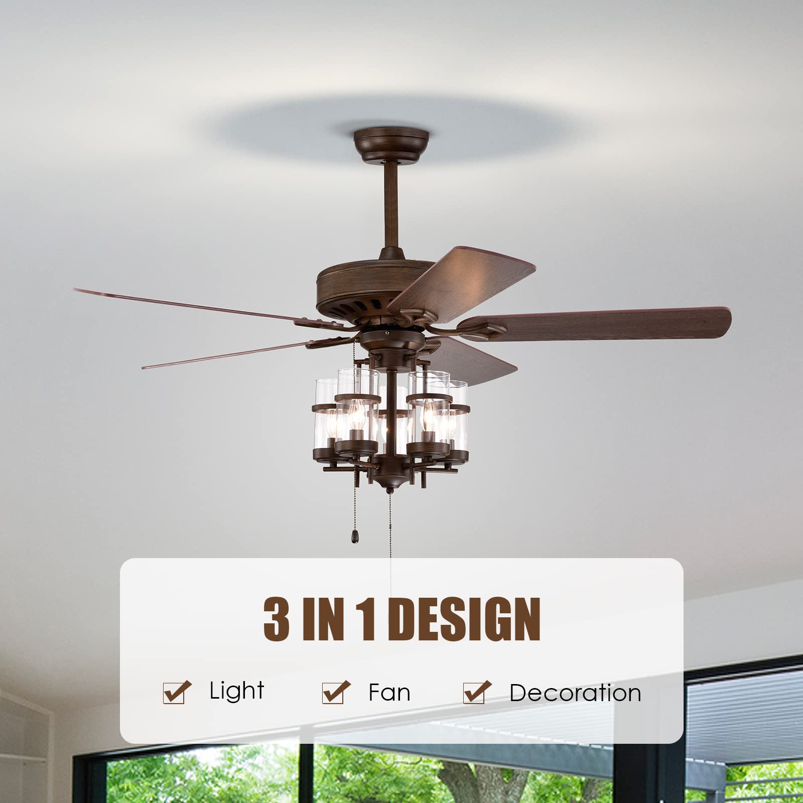 50-Inch Ceiling Fan Light, Classic Ceiling Fan Lamp with Explosion-p –  tangkula