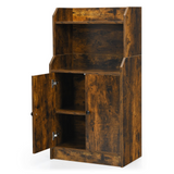 Tangkula Rustic Bookcase, Storage Cabinet with 2 Open Shelves and 2 Doors